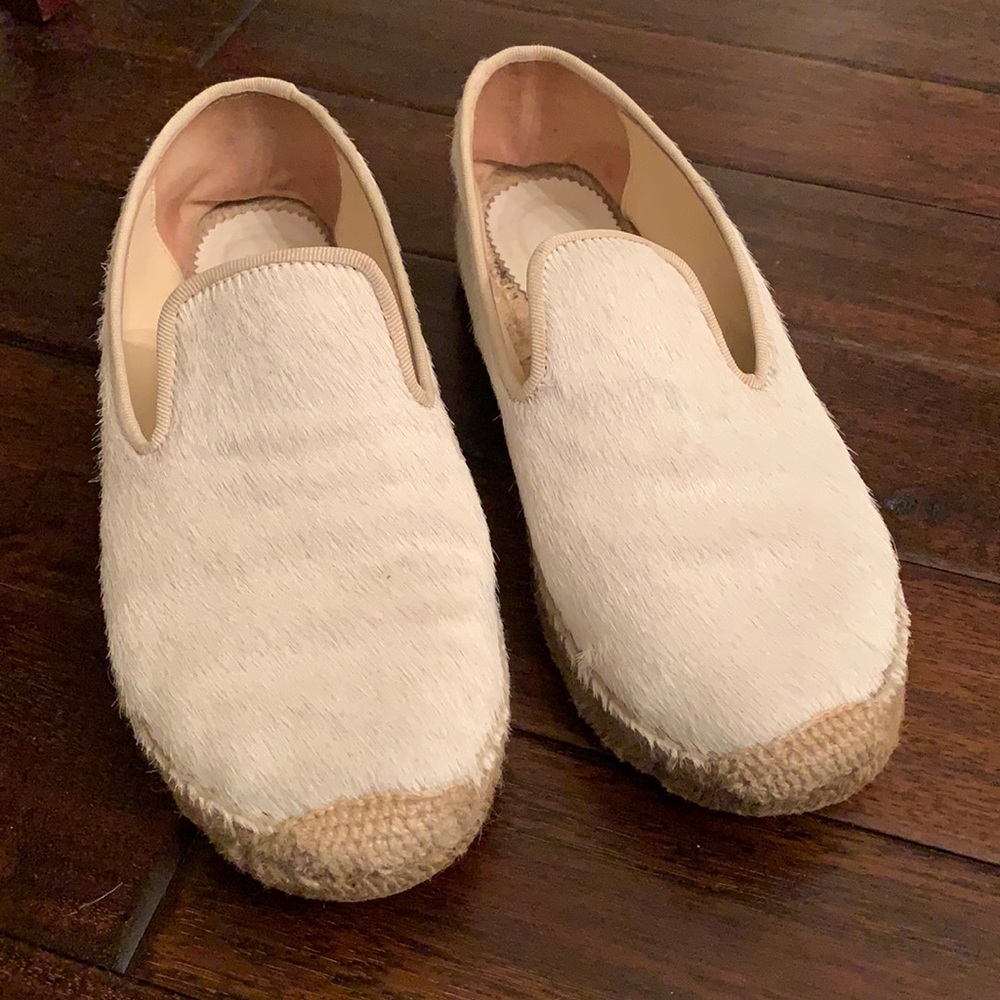 Elyse Walker Los Angeles White Haircalf Espadrille